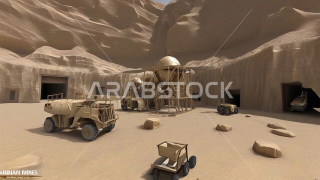 الطبيعة الرملية وتضاريس السلاسل الجبلية في المملكة العربية السعودية، مناطق التنقيب عن الثروات الباطنية الثمينة، مناجم الفحم الطبيعي العربي، الالات والمعدات الضخمة الثقلية في موقع العمل