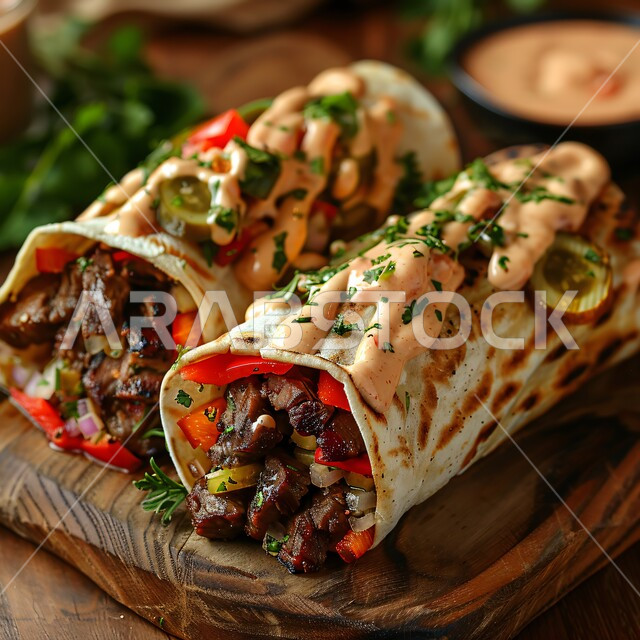 قطع الخضار الطازجة بالتوابل المشوية الغنية بالنكهات بجانب أصناف اللحومات الرئيسية، اللفائف المخبوزة المحشية باللحم البقري المشوي، المأكولات العربية الشرقية الشهية، فنون تقديم المعجنات والمخبوزات في مطاعم المملكة، أطباق مميزة من المطبخ السعودي