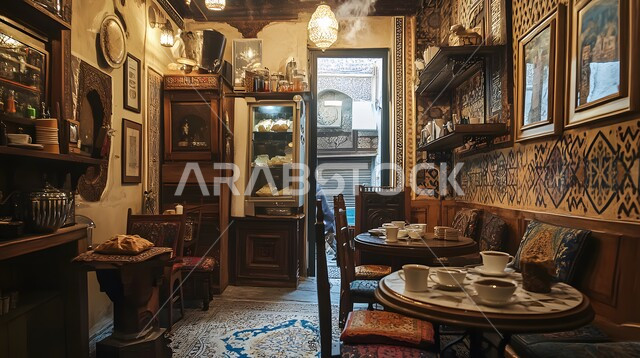 صالة مطعم ومقهى بديكورات وألوان مميزة، أثاث داخلي راقي على الطراز الحديث في المملكة العربية السعودية، الديكورات والتصاميم الداخلية للكافيهات والمطاعم، مشروبات ساخنة لذيذة