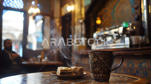 صالة مطعم ومقهى بديكورات وألوان مميزة، أثاث داخلي راقي على الطراز الحديث في المملكة العربية السعودية، الديكورات والتصاميم الداخلية للكافيهات والمطاعم، مشروبات ساخنة لذيذة