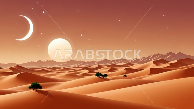 Mountainous nature in Saudi Arabia, rock formations and formations, sand dunes and hills in desert areas, adventures and safaris in deserts, illustrations of the Kingdom's desert