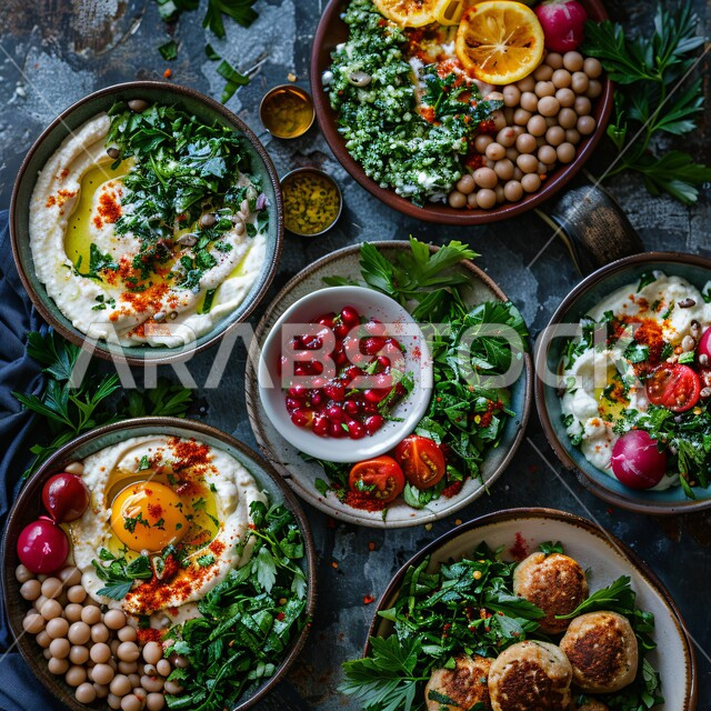 A healthy and useful breakfast, vegetables and foods rich in vitamins and nutrients, delicious cold vegetarian appetizers, various traditional popular foods and dishes, oriental food recipes, decorating food in artistic ways, restaurant and kitchen meals in the Kingdom of Saudi Arabia