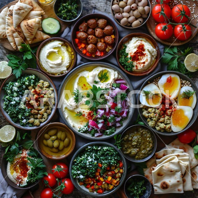 تزيين الطعام بأساليب فنية، وجبات المطاعم والمطابخ في المملكة العربية السعودية، فطور مفيد وصحي، خضراوات وأطعمة غنية بالفيتامينات والعناصر الغذائية، المقبلات النباتية الباردة اللذيذة، مأكولات وأطباق شعبية تقليدية متنوعة، وصفات طعام شرقية