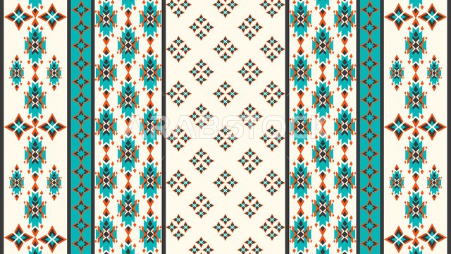Traditional heritage arts, Saudi Arabian Gulf design for authentic colorful Arabic engravings in the Kingdom of Saudi Arabia, Saudi folk heritage for Sadu decoration