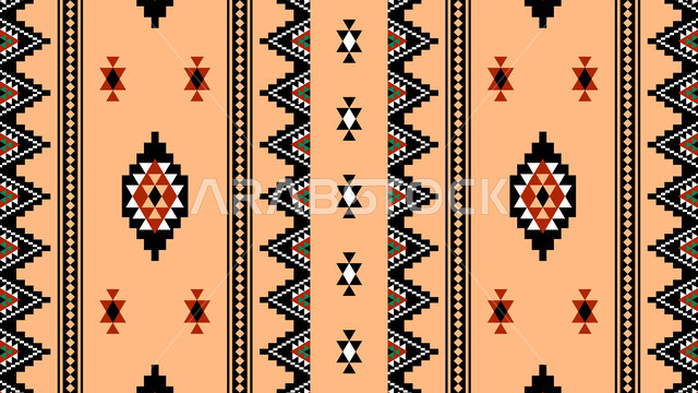 تصميم عربي خليجي سعودي للنقوش العربيه الاصيله الملونة في المملكة العربيه السعودية، فنون تقليديه تراثيه حرفيه، التراث الشعبي السعودي لزخرفة السدو