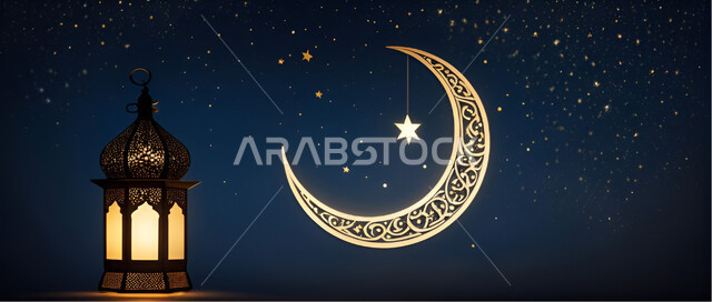 الاجواء الرمضانية الروحانية، الفوانيس العربية المزخرفة المضيئة، الاحتفال بقدوم شهر الخير, مفهوم العبادة والطاعة والتقرب الى الله، زينة وديكورات على الطراز العربي الاسلامي للاعياد والمناسبات الدينية