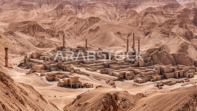 مناطق التنقيب عن الثروات الباطنية واستخراج الموارد الطبيعية، أماكن مناجم الفحم الطبيعي، الطبيعة الصخرية وتضاريس السلاسل الجبلية، المرتفعات وقمم الجبال في المملكة العربية السعودية، عدد من السيارات والآليات الثقيلة تقوم بالحفر والعمل في موقع التعدين