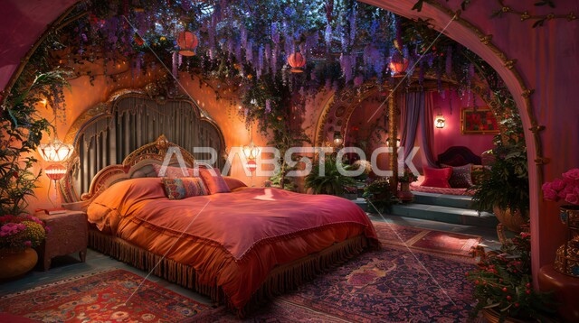 Interior decorations for luxury homes, bedrooms with old classic designs, villas and residential apartments in Saudi Arabia, the art of interior design and high-end furniture in calm colors, the concept of comfort and relaxation