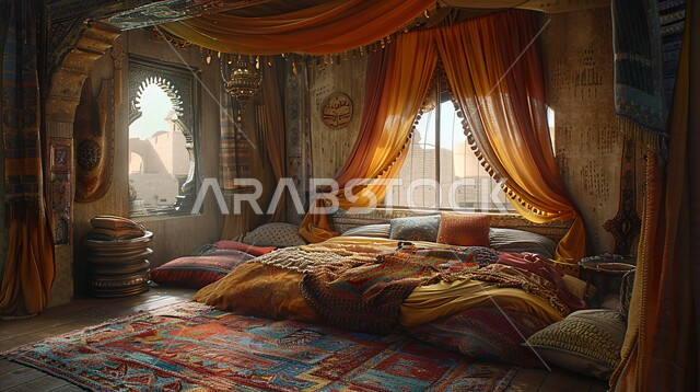 الطراز الكلاسيكي والتصاميم القديمة لغرف النوم، الديكورات الداخلية للمنازل الفاخرة، فلل وشقق سكنية في المملكة العربية السعودية، فن التصميم الداخلي والأثاث الراقي بألوان هادئة، مفهوم الراحة والاسترخاء