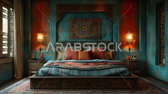 الطراز الكلاسيكي والتصاميم القديمة لغرف النوم، الديكورات الداخلية للمنازل الفاخرة، فلل وشقق سكنية في المملكة العربية السعودية، فن التصميم الداخلي والأثاث الراقي بألوان هادئة، مفهوم الراحة والاسترخاء