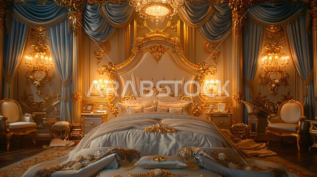 التصاميم القديمة على الطراز الكلاسيكي لغرف النوم، الديكورات الداخلية للمنازل الفاخرة، فلل وشقق سكنية في المملكة العربية السعودية، فن التصميم الداخلي والأثاث الراقي بألوان هادئة، مفهوم الراحة والاسترخاء