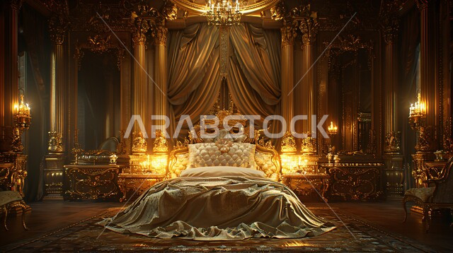 التصاميم القديمة على الطراز الكلاسيكي لغرف النوم، الديكورات الداخلية للمنازل الفاخرة، فلل وشقق سكنية في المملكة العربية السعودية، فن التصميم الداخلي والأثاث الراقي بألوان هادئة، مفهوم الراحة والاسترخاء