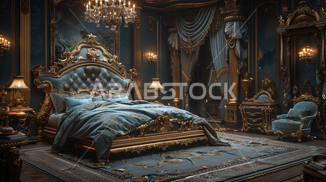 التصاميم القديمة على الطراز الكلاسيكي لغرف النوم، الديكورات الداخلية للمنازل الفاخرة، فلل وشقق سكنية في المملكة العربية السعودية، فن التصميم الداخلي والأثاث الراقي بألوان هادئة، مفهوم الراحة والاسترخاء