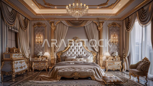 مفهوم الراحة والاسترخاء، الديكورات الداخلية للمنازل الفاخرة, غرف نوم بتصاميم قديمة على الطراز الكلاسيكي، فلل وشقق سكنية في المملكة العربية السعودية، فن التصميم الداخلي والأثاث الراقي بألوان هادئة