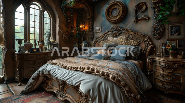 فلل وشقق سكنية في المملكة العربية السعودية, فن التصميم الداخلي والأثاث الراقي بألوان هادئة, مفهوم الراحة والاسترخاء, الديكورات الداخلية للمنازل الفاخرة, غرف نوم بتصاميم قديمة على الطراز الكلاسيكي