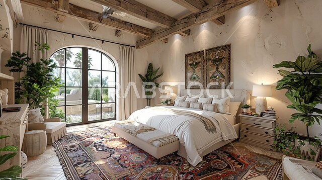 فنون الهندسة المعمارية، الواجهات الزجاجيه المطله على الطبيعه ، أثاث منزلي راقي وأنيق، غرف بتصاميم داخلية عصرية فاخرة، شقق وفلل سكنية بديكورات متطورة، سرير ووسائد مريحة، تصميم داخلي لغرفة نوم بأسلوب حديث،  فنادق ومنتجعات حديثة