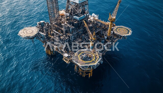 Oil and gas refineries in the industrial zone in Saudi Arabia, Extracting underground resources from the sea, Petrochemical industries and projects in the Kingdom, Huge machines and heavy equipment used in oil exploration, Working in the field of petroleum engineering, Saudi economic growth and progress