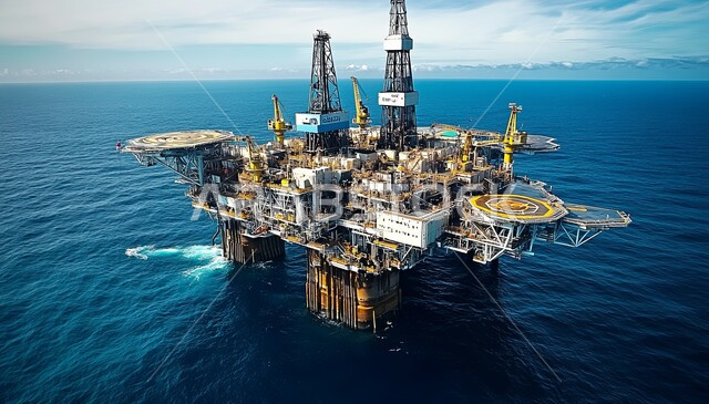 Oil and gas refineries in the industrial zone in Saudi Arabia, Extracting underground resources from the sea, Petrochemical industries and projects in the Kingdom, Huge machines and heavy equipment used in oil exploration, Working in the field of petroleum engineering, Saudi economic growth and progress