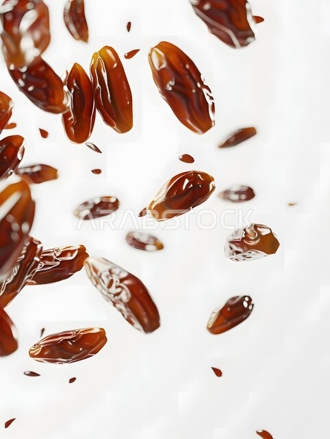 وجبة غذائية عالية الأهمية، صورة مقربة لحبة التمر الطازجة، منتجات ومحاصيل زراعية محلية سعودية وطنية، تمور صحية لذيذة، ضيافة رمضانية شهية، غذاء صحي ومفيد، خلفية بيضاء