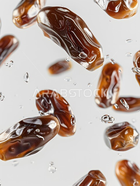 وجبة غذائية عالية الأهمية، صورة مقربة لحبة التمر الطازجة، منتجات ومحاصيل زراعية محلية سعودية وطنية، تمور صحية لذيذة، ضيافة رمضانية شهية، غذاء صحي ومفيد، خلفية بيضاء