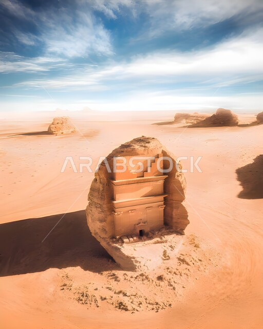 Ancient historical monuments, rock formations and formations, natural sedimentary rocks, rock sculpture in desert areas, places of attraction that attract tourists from all over the world, famous tourist attractions in the Kingdom of Saudi Arabia