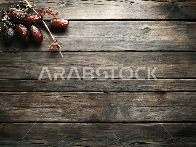 ضيافة رمضانية شهية، الأنواع المختلفة من التمور اللذيذة، وجبة غذائية صحية ذات قيمة عاليه، مجموعة من حبات التمر المجدول المتجعد على لوح خشبي، منتجات وطنية محلية في المملكة العربية السعودية