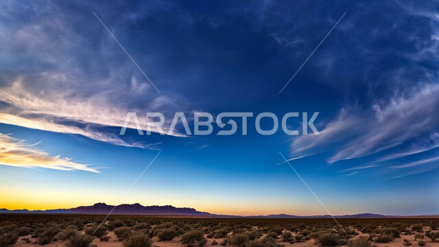 الهضاب و التلال الرملية في الصحراء, اماكن البادية والبيئة الطبيعية ، الرمال الذهبية الناعمة في المناطق الصحراوية, منظر السماء المليئة بالغيوم البيضاء في المملكة العربيه السعودية, خلفية الطبيعة