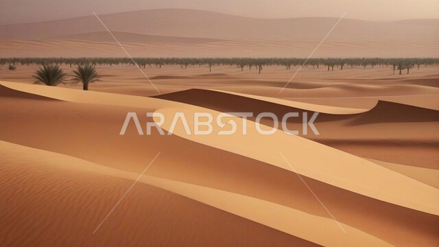 التلال والهضاب والكثبان الرملية الناعمة في الصحراء, واحات أشجار النخيل في الطبيعة الصحراوية, محاصيل ومنتجات زراعية محلية, المحميات الطبيعية في المملكة العربية السعودية, مناطق رحلات السفاري الترفيهية