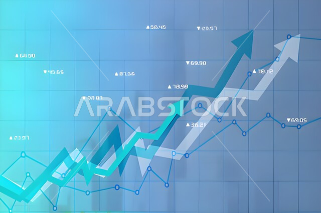 رسوم بيانية إحصائية للبورصة المالية بتقنية الهولوجرام ثلاثية الأبعاد، تطوير الشركات والمشاريع الاقتصادية، التجاره الإلكترونيه الرقمية، متابعة مؤشرات الأسهم ومخططات الإستثمار المالي, النمو والتطور في المجال الاقتصادي في السعودية