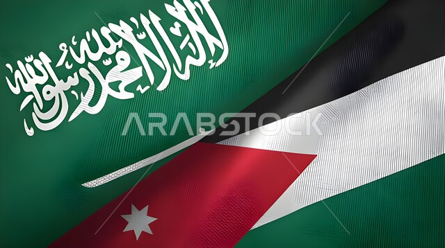 الشعار و الرمز الوطني، يوم استقلال ، صورة مقربة لعلمين السعودية و الإمارات العربية المتحدة المصنوع من القماش، الإحتفال بالعيد الوطني ، حب الوطن والعلم ، الترابط بين البلدين 