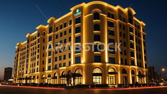 Modern style luxury hotel architecture, luxury hotels and resorts, attracting and attracting tourists from all over the world, tourism in the Kingdom of Saudi Arabia