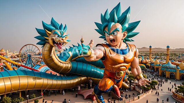 مدينة ملاهي دراغون بول في القدية في وقت النهار, الأنشطة الترفيهية المسلية في المنتزهات, الفعاليات المميزة و الممتعة للأطفال, الاماكن السياحية المشهورة في المملكة العربية السعودية, منتزه مستوحى من شخصيات كرتونية و برامج الانمي الشهيرة
