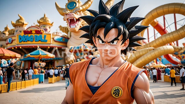 الفعاليات المميزة و الممتعة للأطفال, الاماكن السياحية المشهورة في المملكة العربية السعودية, منتزه مستوحى من شخصيات كرتونية و برامج الانمي الشهيرة, مدينة ملاهي دراغون بول في القدية في وقت النهار, الأنشطة الترفيهية المسلية في المنتزهات