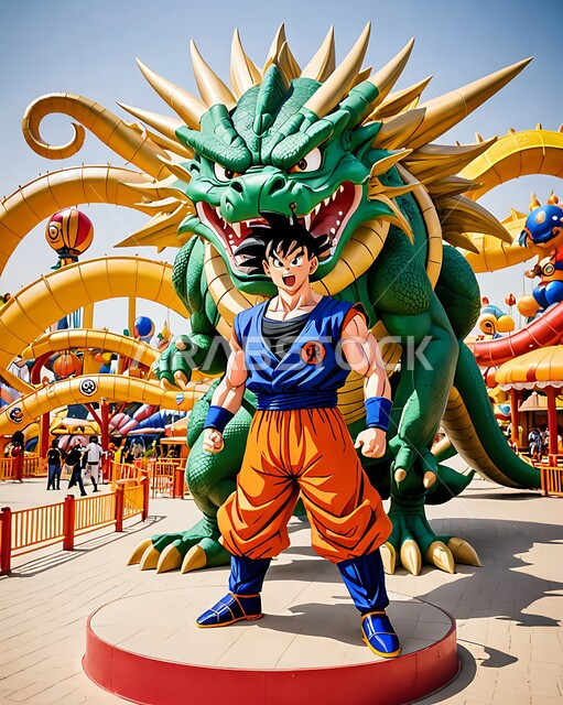 الفعاليات المميزة و الممتعة للأطفال, الاماكن السياحية المشهورة في المملكة العربية السعودية, منتزه مستوحى من شخصيات كرتونية و برامج الانمي الشهيرة, مدينة ملاهي دراغون بول في القدية في وقت النهار, الأنشطة الترفيهية المسلية في المنتزهات