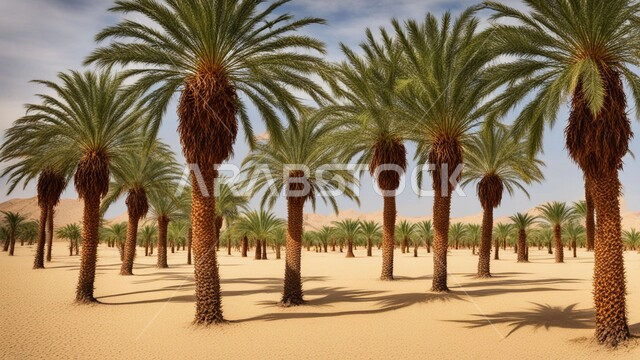 Cloudy sky during the day, Farms, fields and agricultural lands in desert areas, Natural reserve for palm tree cultivation, Local products and crops, Harvest season and harvesting dates, Distinctive landscapes in the Kingdom of Saudi Arabia