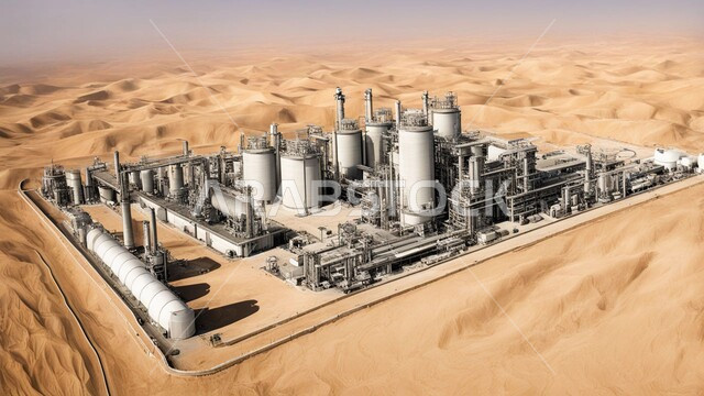 التطور الهندسي والعمراني لمصافي البترول في المملكة العربية السعودية، مصفاة نفط على الرمال الذهبية الناعمة، مناخ قاسي وجاف، اعتماد التقنيات والتكنولوجيا الحديثة في إنتاجية النفط والغاز، صناعات ومشاريع بيتروكيماوية، ادوات ومعدات ضخمة وحديثة