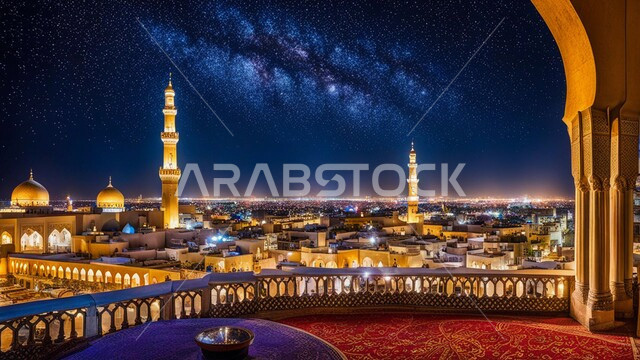 مفهوم العبادة والتقرب من الله، مقصد المسلمين من شتى أنحاء العالم لإقامة الصلاة على وقتها، الفن الهندسي المعماري على الطراز الإسلامي، معالم دينية مقدسة، المآذن والقبب المزخرفة والمضيئة في وقت الليل 