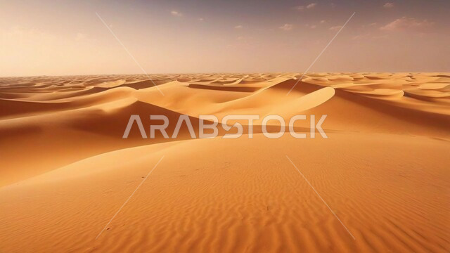  مناطق البادية والبيئة الطبيعية الصحراوية في وقت النهار, المرتفعات و التضاريس والقمم الجبلية في البراري، الهضاب و التلال من الرمال الناعمة الذهبية، التشكلات و التكوينات الرملية في صحراء المملكة العربية السعودية, خلفية الطبيعة