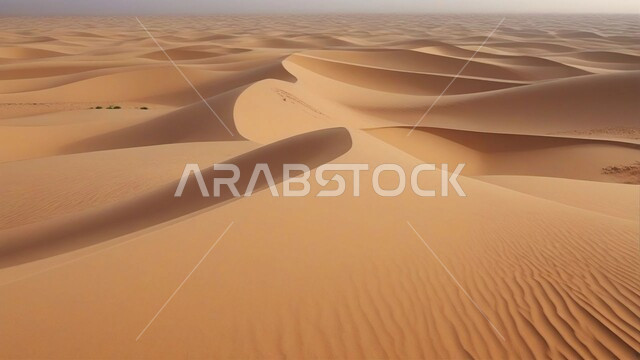  مناطق البادية والبيئة الطبيعية الصحراوية في وقت النهار, المرتفعات و التضاريس والقمم الجبلية في البراري، الهضاب و التلال من الرمال الناعمة الذهبية، التشكلات و التكوينات الرملية في صحراء المملكة العربية السعودية, خلفية الطبيعة