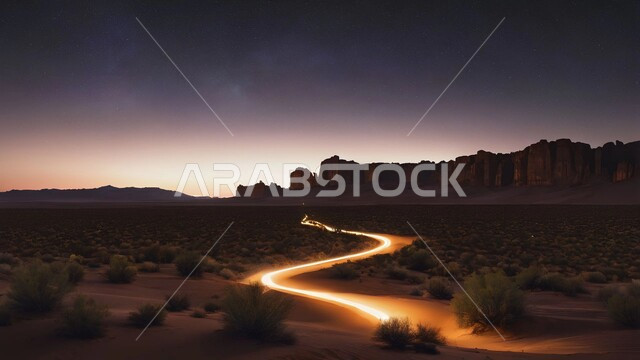 أماكن البادية والبيئة الطبيعية في صحراء السعودية، نباتات برية صحراوية في البراري على الرمال الذهبية الناعمة ، التضاريس والمرتفعات والهضاب في المملكة