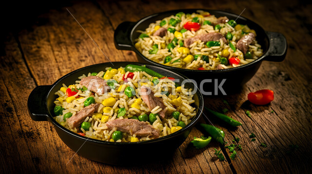 وجبات المطبخ السعودي, أصالة وفن الطهي الخليجي الشهير, المأكولات العربية التقليدية الشعبية، طبق من أرز المندي مع قطع اللحم والدجاج المشوي والخضار، وصفات طعام صحية شهية لذيذة