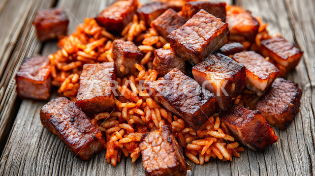 طبق من أرز الكبسة مع قطع اللحم البقري، ولائم وأطباق عربية تقليدية شعبية، وصفات المأكولات والوجبات الشرقية الشهية، مطابخ ومطاعم المملكة العربية السعودية، صحن من البرياني الشهير، مهارة إعداد وصفة المندي الخليجي المشهورة بالتوابل الغنية بالنكهات