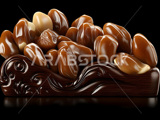 وجبة ذات قيمة غذائية عالية، محاصيل ومنتجات زراعية محلية وطنية سعودية، رطب من نخيل المملكة العربية السعودية، ضيافة رمضانية لذيذة، صورة  لحبات التمر السكري الصحي الطازج