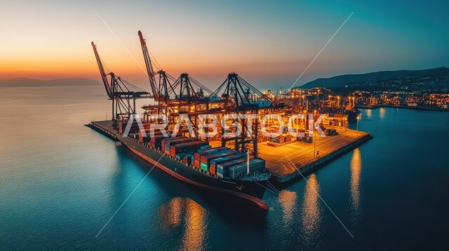 Export and import of goods in Saudi Arabia through the use of modern advanced means, shipping of goods and commercial containers in the port, selling and trading of local goods and products via ships at sea, receiving and transporting storage containers through the maritime economy