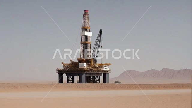Oil and gas refineries, petrochemical industries and projects, petroleum engineering concept in the Gulf countries, renaissance of the Saudi national economy, towers and metal structures in desert lands