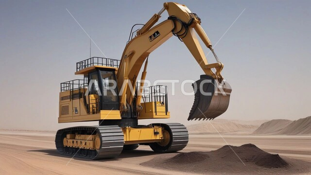 مناطق التنقيب عن الثروات الباطنية الثمينة، الطبيعة الرملية وتضاريس السلاسل الجبلية في المملكة العربية السعودية، مناجم الفحم الطبيعي العربي، الالات والمعدات الضخمة الثقلية في موقع العمل