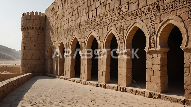 Historical civilization in Riyadh, the historical Masmak Palace Museum in the city of Riyadh in the Kingdom of Saudi Arabia, tourist places and landmarks in Saudi Arabia, architecture and ancient mud buildings from the ancient heritage