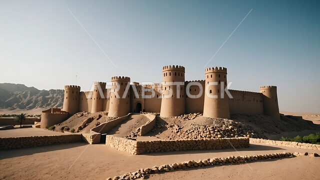 Historical civilization in Riyadh, the historical Masmak Palace Museum in the city of Riyadh in the Kingdom of Saudi Arabia, tourist places and landmarks in Saudi Arabia, architecture and ancient mud buildings from the ancient heritage