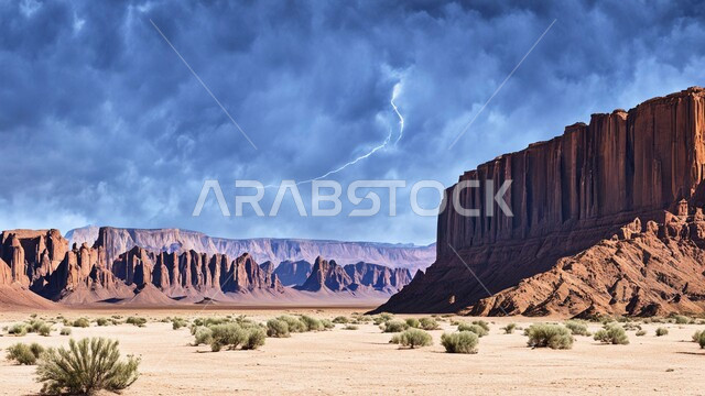 الزوابع الغبارية القوية في الصحاري , النباتات والشوكيات البرية، الكثبان والرمال الذهبية الناعمة، منظر الإعصار الهوائي في الصحراء, الظواهر والكوارث الطبيعية، التشكيلات والتكوينات الرملية في المملكة العربية السعودية