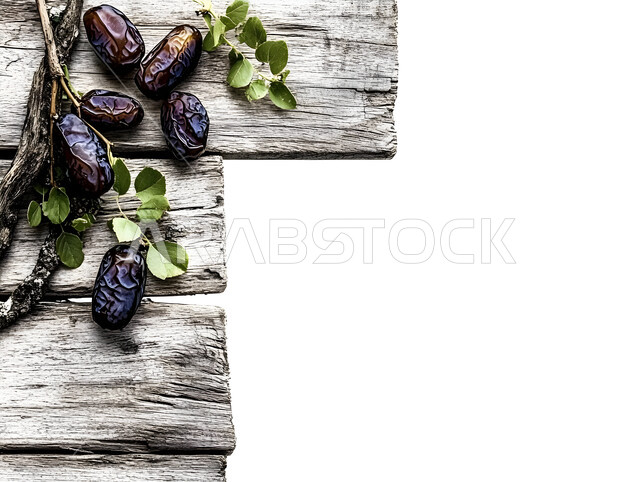 تمر سكري صحي طازج, وجبة ذات قيمة غذائية عالية، صورة مقربة لحبات الرطب من نخيل المملكة العربية السعودية على قاعدة خشبية، محاصيل ومنتجات زراعية محلية وطنية سعودية، ضيافة رمضانية لذيذة